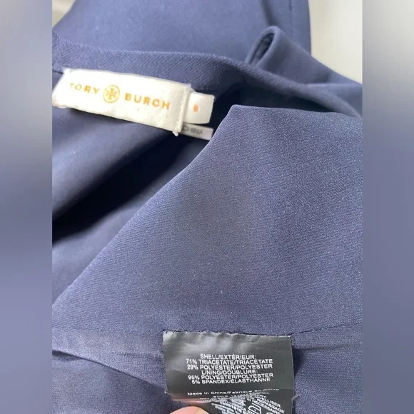 Tory Burch Erin Crepe Navy Blue Sleeveless Mini Dress Size 8 - Picture 7 of 10